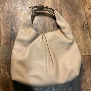 Laggo Nadia Slouchy Shoulder Bag Purse Cream Pebble Leather‎ Hobo Womens